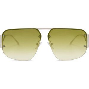Trendy Aviator Sunglasses Mens Womens Retro Metal Rimless Green Tea Frame Shades